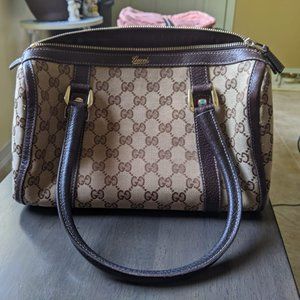 Authentic Gucci Monogram Small Abbey Boston Brown